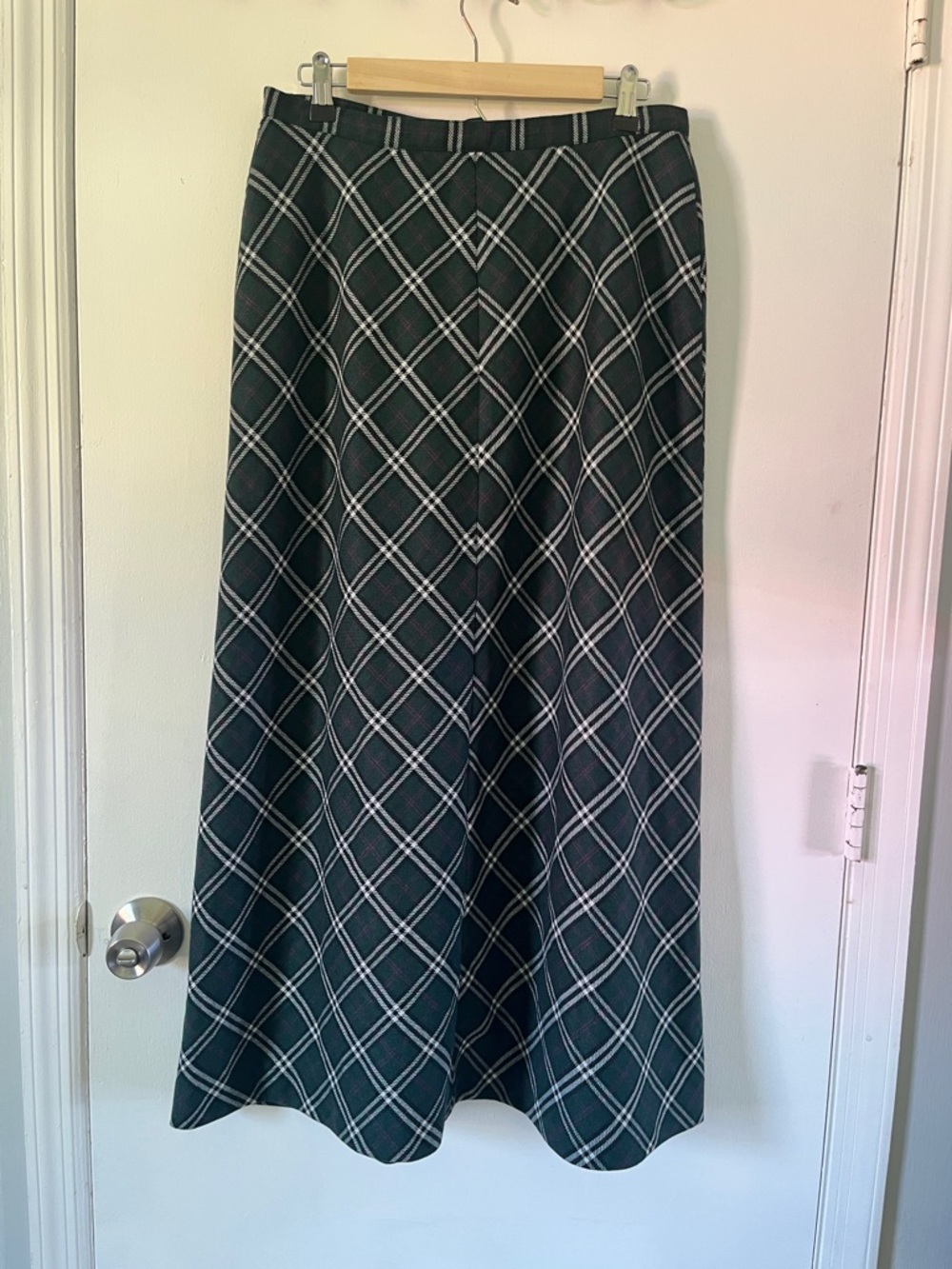 Preston & York Forest Green Plaid Ankle-Length Wool Skirt
